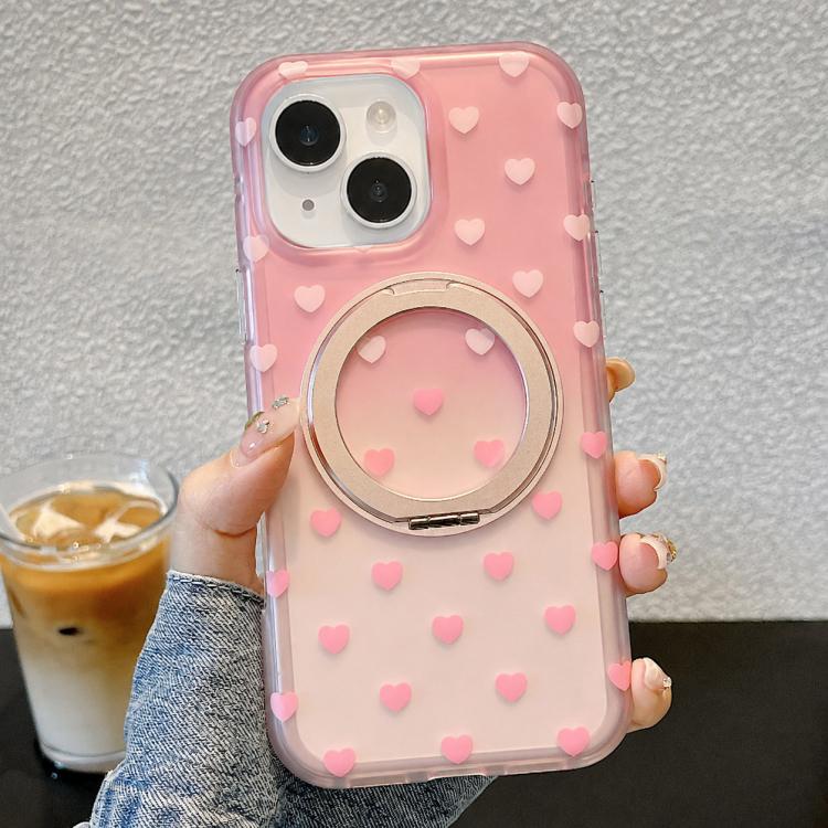 Custodia per telefono con supporto magnetico a 360 gradi e motivo a cuore sfumato su entrambi i lati., For iPhone 15 Pro Max, For iPhone 15 Pro, For iPhone 15