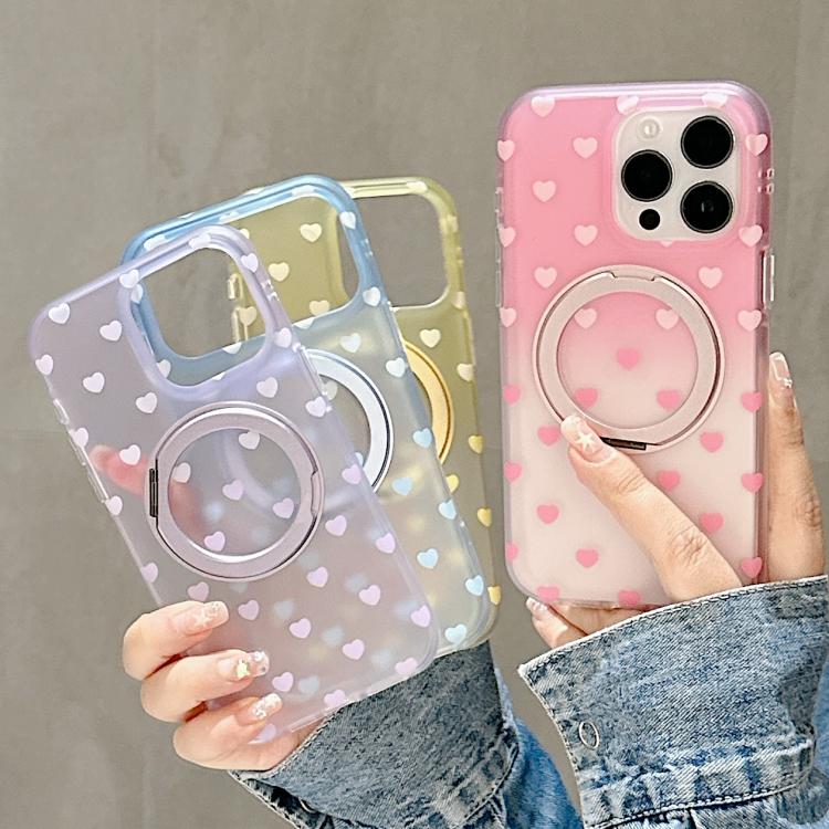 Custodia per telefono con supporto magnetico a 360 gradi e motivo a cuore sfumato su entrambi i lati., For iPhone 17 Pro Max, For iPhone 17 Pro, For iPhone 17, For iPhone 16 Pro Max, For iPhone 16 Pro, For iPhone 16