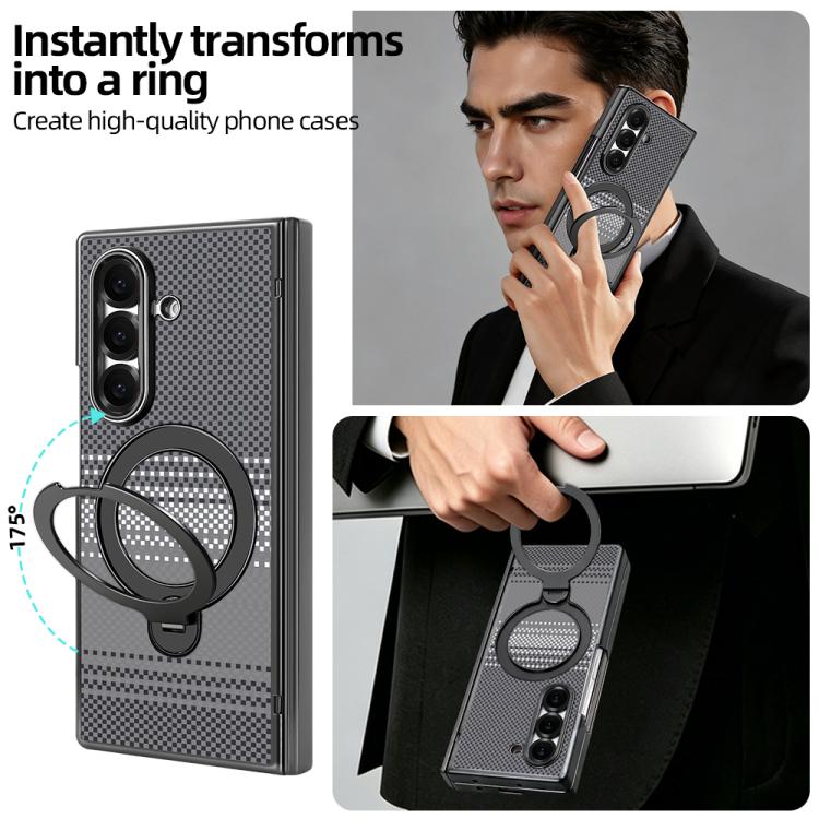 Custodia per telefono magnetica in fibra di carbonio con pellicola privacy integrata e supporto girevole a 360 gradi della serie VIETAO Fengying., For Galaxy Z Fold8 Ultra 5G, For Samsung Galaxy Z Fold7 5G, For Samsung Galaxy Z Fold6 5G