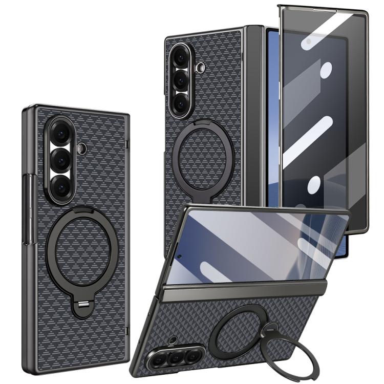 Custodia per telefono magnetica in fibra di carbonio con pellicola privacy integrata e supporto girevole a 360 gradi della serie VIETAO Fengying., For Galaxy Z Fold8 Ultra 5G, For Samsung Galaxy Z Fold7 5G, For Samsung Galaxy Z Fold6 5G