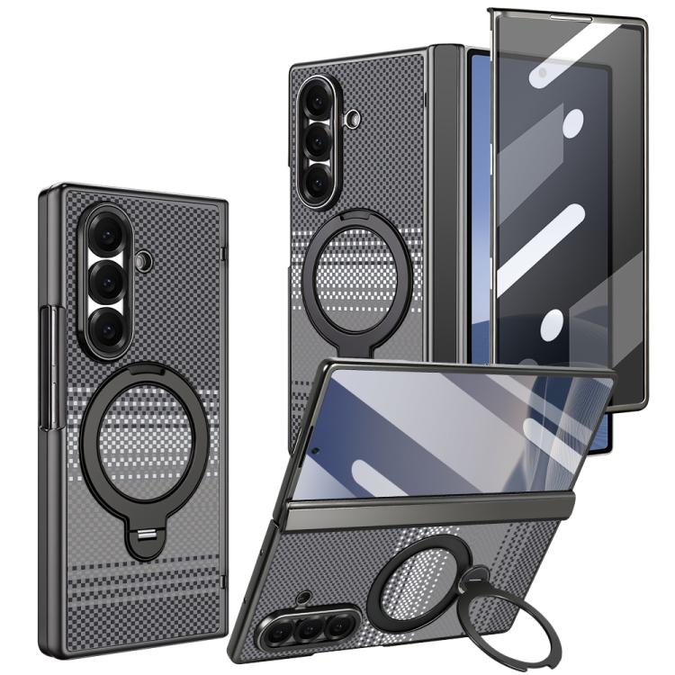 Custodia per telefono magnetica in fibra di carbonio con pellicola privacy integrata e supporto girevole a 360 gradi della serie VIETAO Fengying., For Galaxy Z Fold8 Ultra 5G, For Samsung Galaxy Z Fold7 5G, For Samsung Galaxy Z Fold6 5G