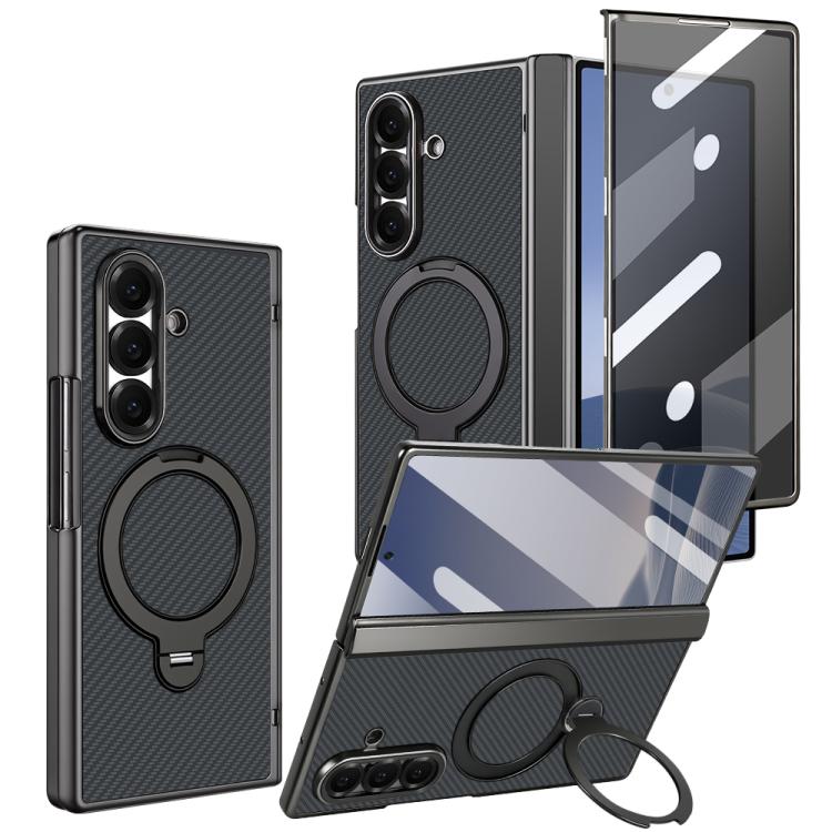 Custodia per telefono magnetica in fibra di carbonio con pellicola privacy integrata e supporto girevole a 360 gradi della serie VIETAO Fengying., For Galaxy Z Fold8 Ultra 5G, For Samsung Galaxy Z Fold7 5G, For Samsung Galaxy Z Fold6 5G