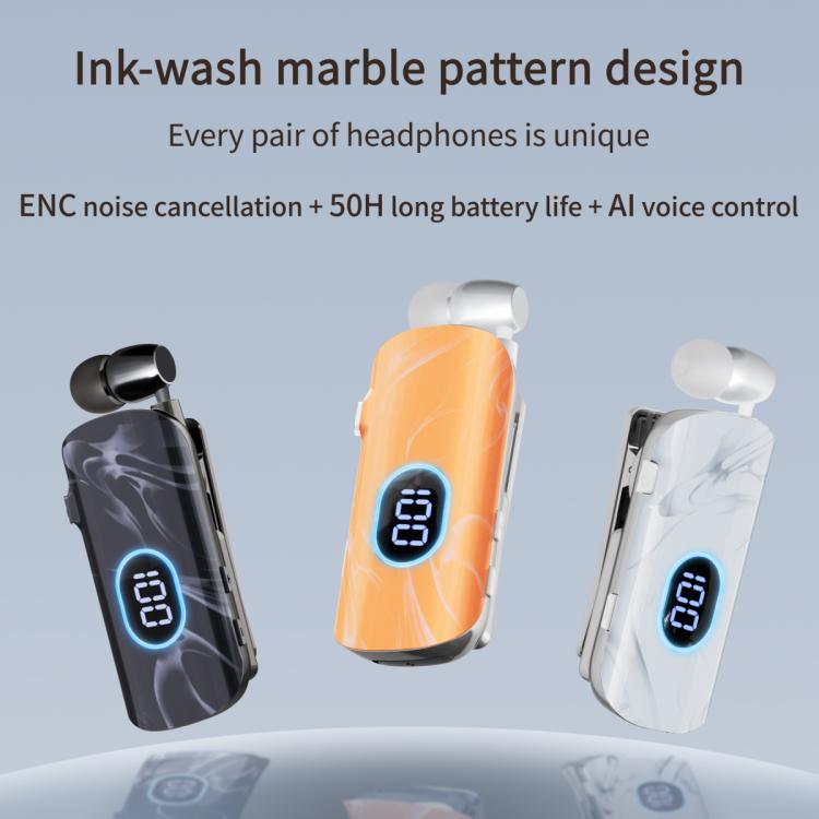 K93 Auricolare Bluetooth retrattile con display digitale, riduzione del rumore e microfono lavalier, ideale per il business, con display digitale, microfono lavalier e funzione di riduzione del rumore.