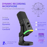 Microfono da gioco RGB con driver dinamico USB YU8, riduzione del rumore e riduzione del rumore.
