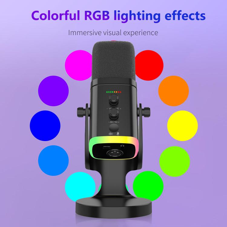 Microfono da gioco RGB con driver dinamico USB YU8, riduzione del rumore e riduzione del rumore.
