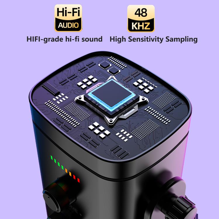 Microfono da gioco RGB con driver dinamico USB YU8, riduzione del rumore e riduzione del rumore.