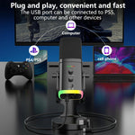 Microfono da gioco RGB con driver dinamico USB YU8, riduzione del rumore e riduzione del rumore.