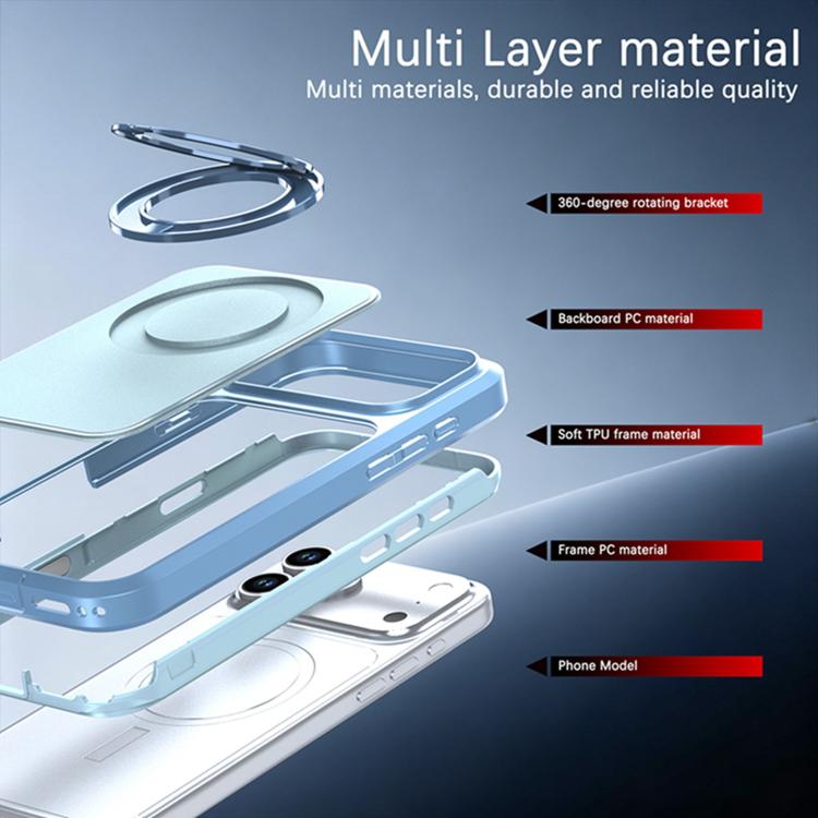 Custodia protettiva magnetica in silicone anti-caduta per telefono con supporto girevole a 360°, For iPhone 18 Pro, For iPhone 18 Pro Max, For iPhone 17 Pro Max, For iPhone 17 Pro