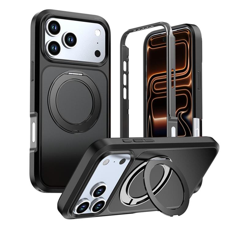 Custodia protettiva magnetica in silicone anti-caduta per telefono con supporto girevole a 360°, For iPhone 18 Pro, For iPhone 18 Pro Max, For iPhone 17 Pro Max, For iPhone 17 Pro