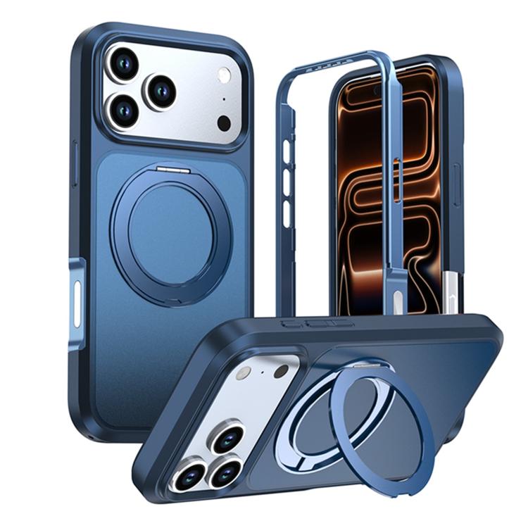 Custodia protettiva magnetica in silicone anti-caduta per telefono con supporto girevole a 360°, For iPhone 18 Pro, For iPhone 18 Pro Max, For iPhone 17 Pro Max, For iPhone 17 Pro