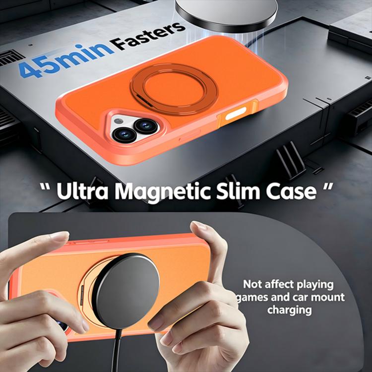 Custodia protettiva magnetica in silicone anti-caduta per telefono con supporto girevole a 360°, For iPhone 17, For iPhone 16 Pro Max, For iPhone 16 Pro, For iPhone 16 Plus, For iPhone 16, For iPhone 15 Pro Max