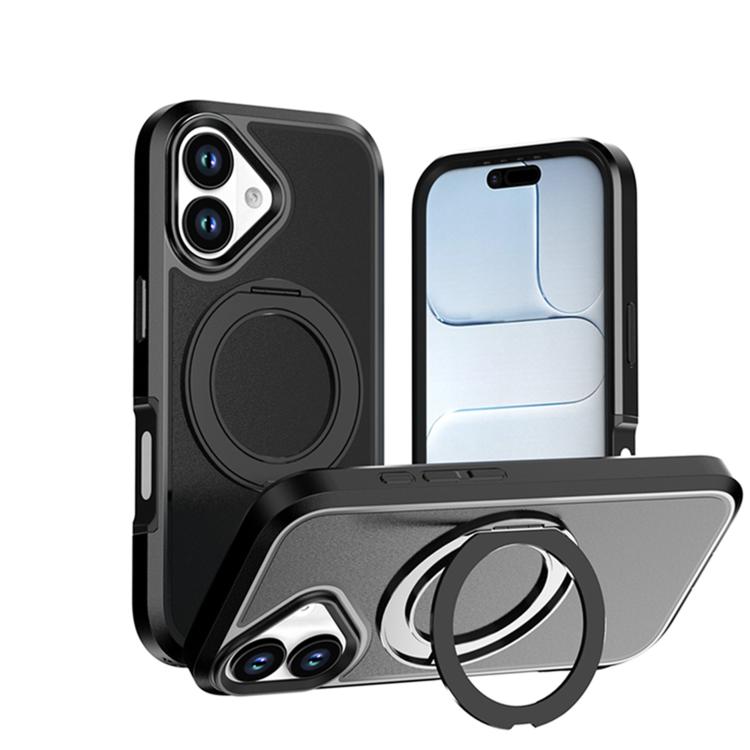 Custodia protettiva magnetica in silicone anti-caduta per telefono con supporto girevole a 360°, For iPhone 17, For iPhone 16 Pro Max, For iPhone 16 Pro, For iPhone 16 Plus, For iPhone 16, For iPhone 15 Pro Max