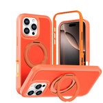Custodia protettiva magnetica in silicone anti-caduta per telefono con supporto girevole a 360°, For iPhone 17, For iPhone 16 Pro Max, For iPhone 16 Pro, For iPhone 16 Plus, For iPhone 16, For iPhone 15 Pro Max