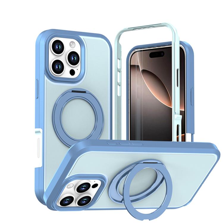 Custodia protettiva magnetica in silicone anti-caduta per telefono con supporto girevole a 360°, For iPhone 17, For iPhone 16 Pro Max, For iPhone 16 Pro, For iPhone 16 Plus, For iPhone 16, For iPhone 15 Pro Max
