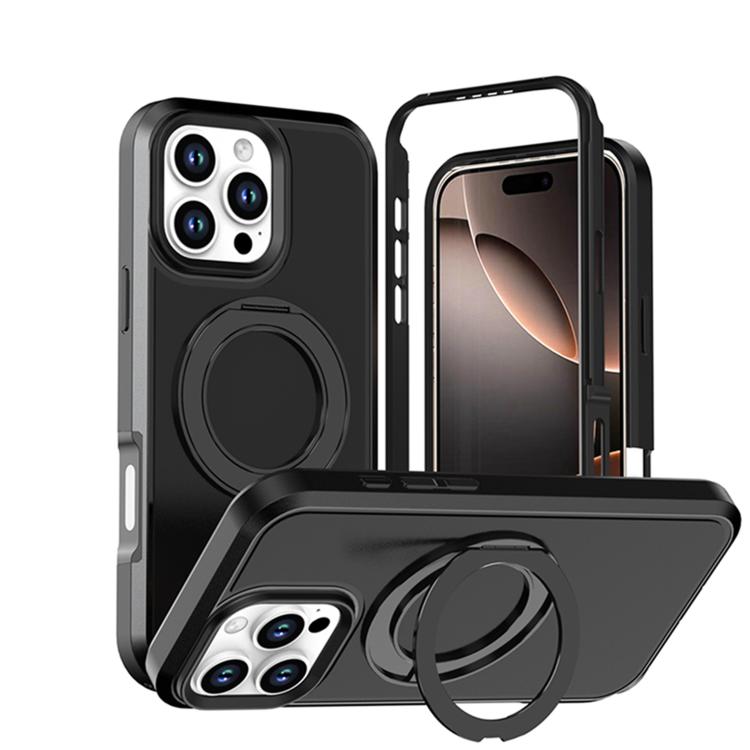 Custodia protettiva magnetica in silicone anti-caduta per telefono con supporto girevole a 360°, For iPhone 17, For iPhone 16 Pro Max, For iPhone 16 Pro, For iPhone 16 Plus, For iPhone 16, For iPhone 15 Pro Max