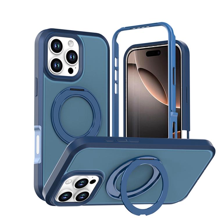 Custodia protettiva magnetica in silicone anti-caduta per telefono con supporto girevole a 360°, For iPhone 17, For iPhone 16 Pro Max, For iPhone 16 Pro, For iPhone 16 Plus, For iPhone 16, For iPhone 15 Pro Max