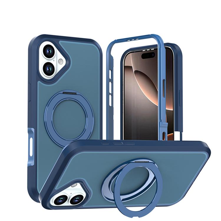 Custodia protettiva magnetica in silicone anti-caduta per telefono con supporto girevole a 360°, For iPhone 17, For iPhone 16 Pro Max, For iPhone 16 Pro, For iPhone 16 Plus, For iPhone 16, For iPhone 15 Pro Max