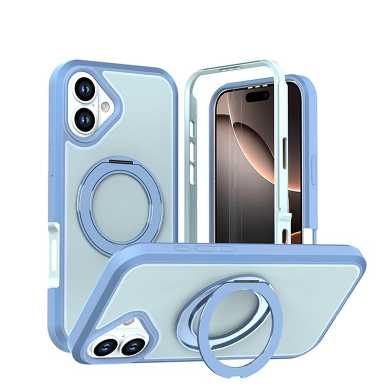 Custodia protettiva magnetica in silicone anti-caduta per telefono con supporto girevole a 360°, For iPhone 17, For iPhone 16 Pro Max, For iPhone 16 Pro, For iPhone 16 Plus, For iPhone 16, For iPhone 15 Pro Max