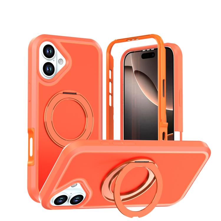 Custodia protettiva magnetica in silicone anti-caduta per telefono con supporto girevole a 360°, For iPhone 17, For iPhone 16 Pro Max, For iPhone 16 Pro, For iPhone 16 Plus, For iPhone 16, For iPhone 15 Pro Max