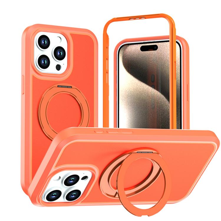 Custodia protettiva magnetica in silicone anti-caduta per telefono con supporto girevole a 360°, For iPhone 17, For iPhone 16 Pro Max, For iPhone 16 Pro, For iPhone 16 Plus, For iPhone 16, For iPhone 15 Pro Max
