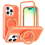 Custodia protettiva magnetica in silicone anti-caduta per telefono con supporto girevole a 360°, For iPhone 15 Pro, For iPhone 14 Pro, For iPhone 14 Pro Max