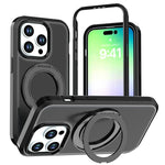 Custodia protettiva magnetica in silicone anti-caduta per telefono con supporto girevole a 360°, For iPhone 15 Pro, For iPhone 14 Pro, For iPhone 14 Pro Max
