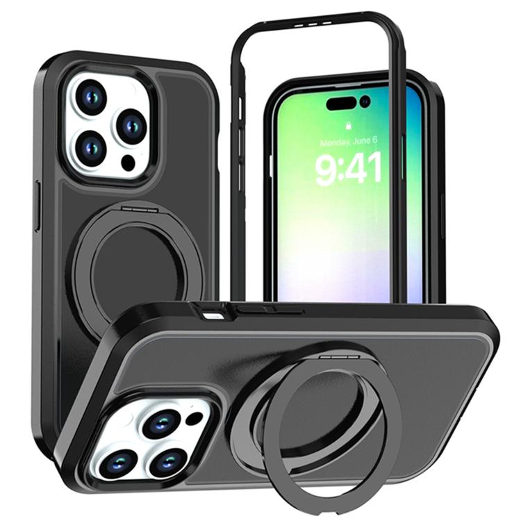 Custodia protettiva magnetica in silicone anti-caduta per telefono con supporto girevole a 360°, For iPhone 15 Pro, For iPhone 14 Pro, For iPhone 14 Pro Max