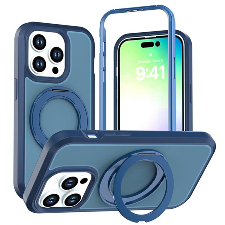 Custodia protettiva magnetica in silicone anti-caduta per telefono con supporto girevole a 360°, For iPhone 15 Pro, For iPhone 14 Pro, For iPhone 14 Pro Max