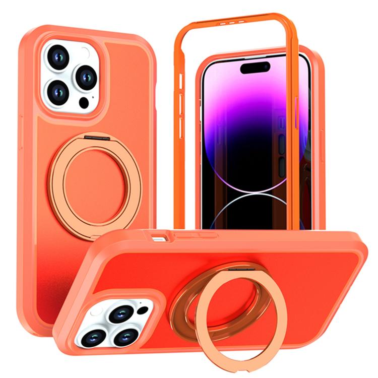 Custodia protettiva magnetica in silicone anti-caduta per telefono con supporto girevole a 360°, For iPhone 15 Pro, For iPhone 14 Pro, For iPhone 14 Pro Max