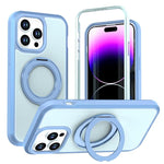 Custodia protettiva magnetica in silicone anti-caduta per telefono con supporto girevole a 360°, For iPhone 15 Pro, For iPhone 14 Pro, For iPhone 14 Pro Max