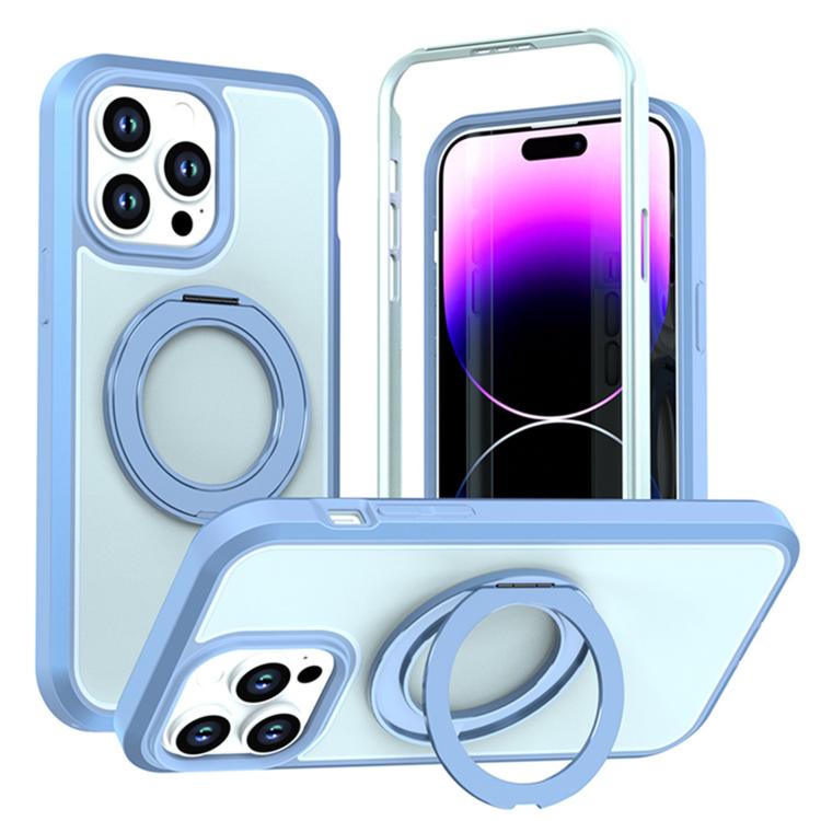 Custodia protettiva magnetica in silicone anti-caduta per telefono con supporto girevole a 360°, For iPhone 15 Pro, For iPhone 14 Pro, For iPhone 14 Pro Max