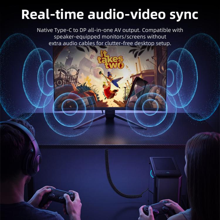 Cavo a spirale DOONJIEY da Type-C a DisplayPort 2.1 UHD 8K 60Hz per mirroring