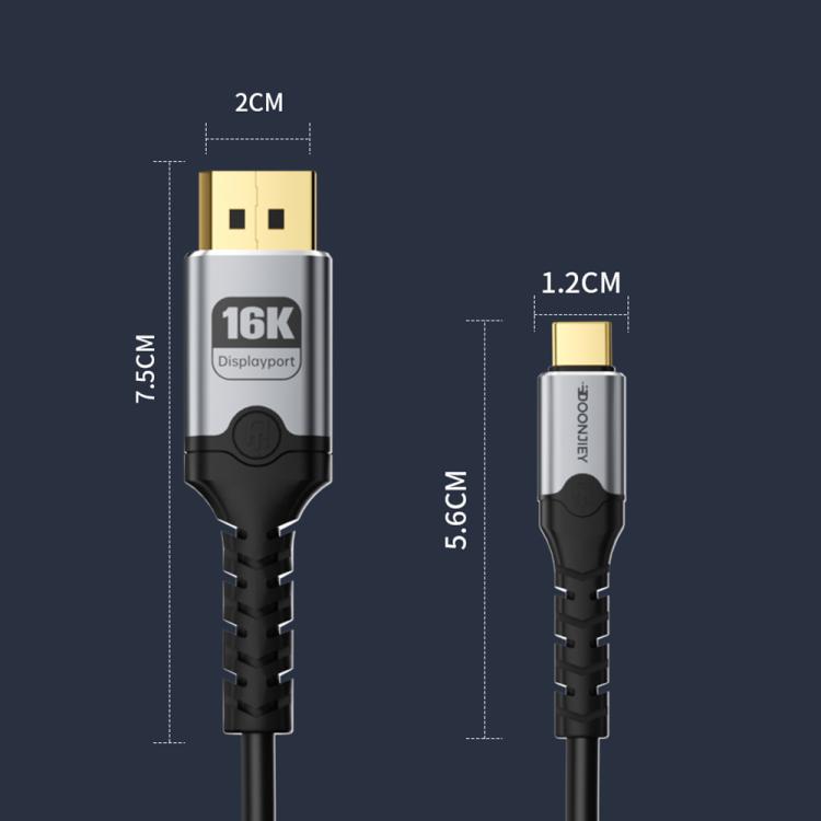 Cavo a spirale DOONJIEY da Type-C a DisplayPort 2.1 Ultra HD 16K 60Hz