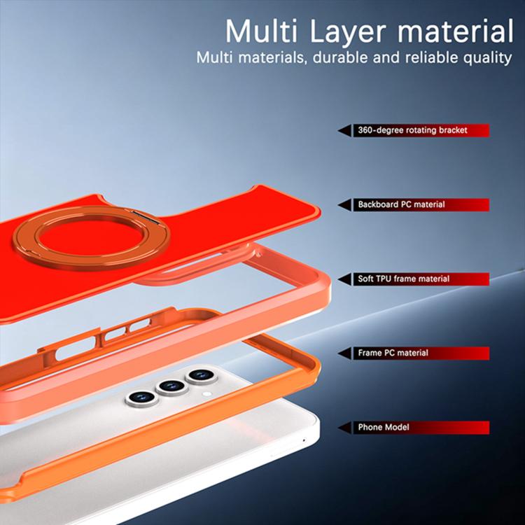 Custodia protettiva magnetica in silicone anti-caduta per telefono con supporto girevole a 360°, For Galaxy A18 5G / 4G, For Galaxy A57 5G, For Galaxy A37 / A36 / A56 5G, For Galaxy A27 5G, For Galaxy A17 / A16 / A26 5G