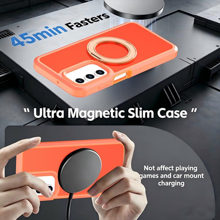 Custodia protettiva magnetica in silicone anti-caduta per telefono con supporto girevole a 360°, For Galaxy A18 5G / 4G, For Galaxy A57 5G, For Galaxy A37 / A36 / A56 5G, For Galaxy A27 5G, For Galaxy A17 / A16 / A26 5G