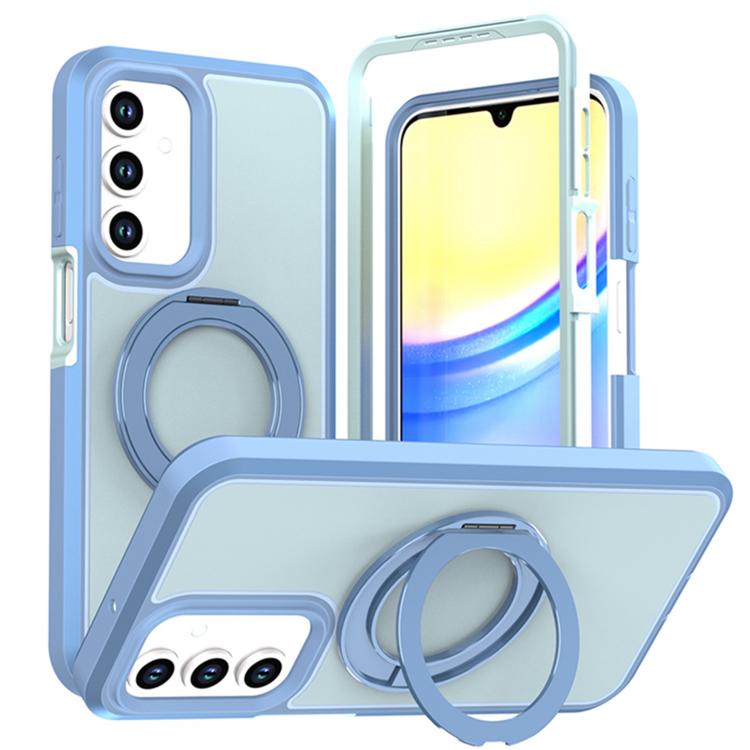 Custodia protettiva magnetica in silicone anti-caduta per telefono con supporto girevole a 360°, For Galaxy A18 5G / 4G, For Galaxy A57 5G, For Galaxy A37 / A36 / A56 5G, For Galaxy A27 5G, For Galaxy A17 / A16 / A26 5G