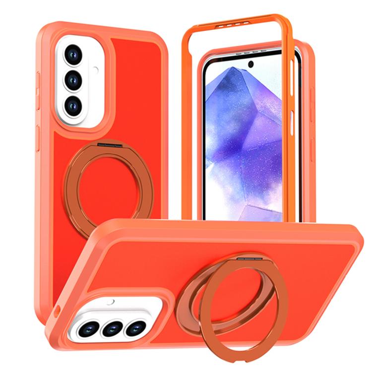Custodia protettiva magnetica in silicone anti-caduta per telefono con supporto girevole a 360°, For Galaxy A18 5G / 4G, For Galaxy A57 5G, For Galaxy A37 / A36 / A56 5G, For Galaxy A27 5G, For Galaxy A17 / A16 / A26 5G