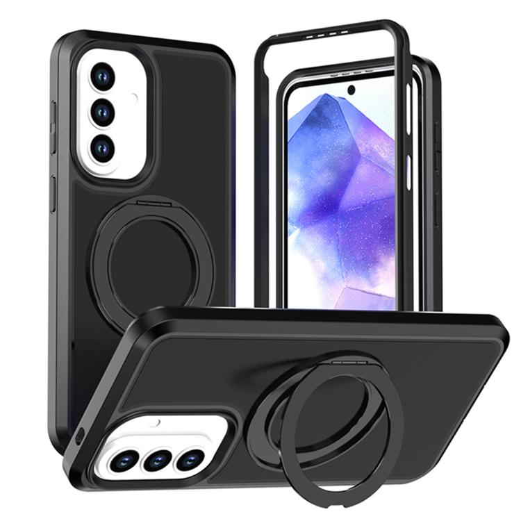 Custodia protettiva magnetica in silicone anti-caduta per telefono con supporto girevole a 360°, For Galaxy A18 5G / 4G, For Galaxy A57 5G, For Galaxy A37 / A36 / A56 5G, For Galaxy A27 5G, For Galaxy A17 / A16 / A26 5G