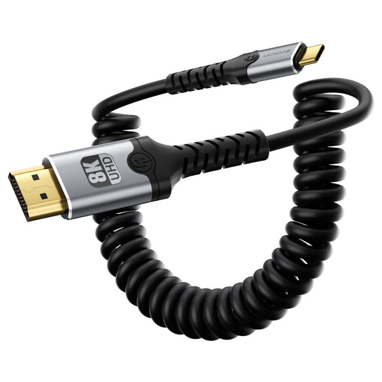 Cavo a spirale DOONJIEY da Type-C a HDTV UHD 8K 60Hz per mirroring audio e video., Type-C to HD 8K