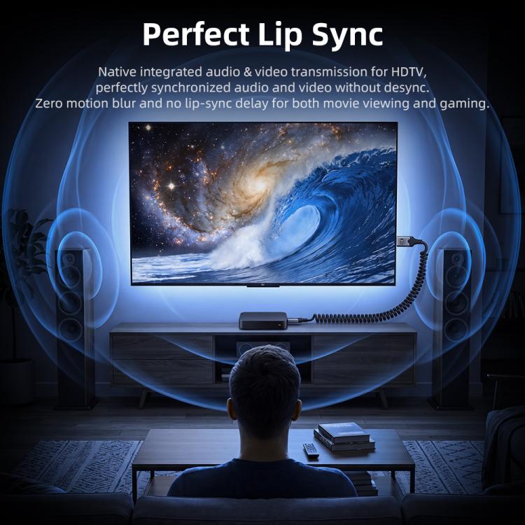 Cavo a spirale DOONJIEY da Type-C a HDTV UHD 8K 60Hz per mirroring audio e video., Type-C to HD 8K