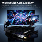 Cavo a spirale DOONJIEY da Type-C a HDTV UHD 8K 60Hz per mirroring audio e video., Type-C to HD 8K