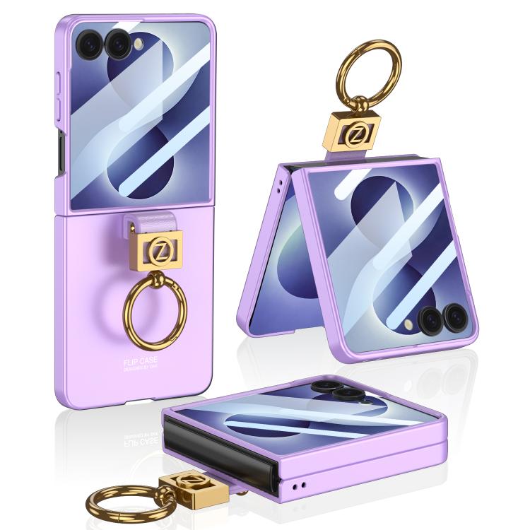Custodia per telefono in PC ultra sottile con anello Z di GKK, For Galaxy Z Flip8 5G