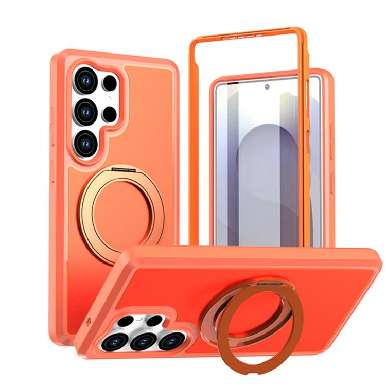 Custodia protettiva magnetica in silicone anti-caduta per telefono con supporto girevole a 360°, For Galaxy S26 / S25 FE 5G, For Galaxy S26+ 5G, For Galaxy S26 Ultra 5G, For Galaxy S26 5G, For Galaxy S25 Ultra 5G