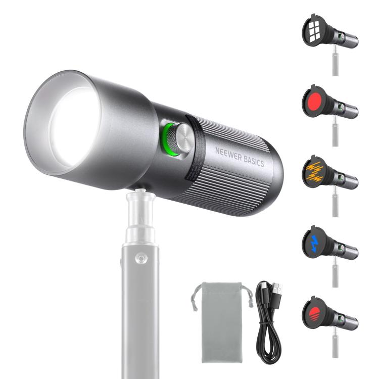 NEEWER BASICS FL10 Torcia fotografica portatile da 10W, Kit with 20 Filters & Snoot & Bag, FL10 Light Kit with Tripod