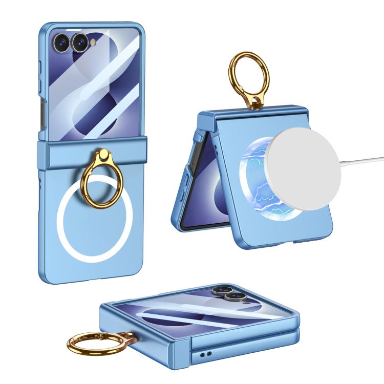 Custodia magnetica per telefono GKK con cerniera ultra sottile integrata e copertura completa, con anello., For Galaxy Z Flip8 5G