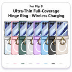 Custodia magnetica per telefono GKK con cerniera ultra sottile integrata e copertura completa, con anello., For Galaxy Z Flip8 5G