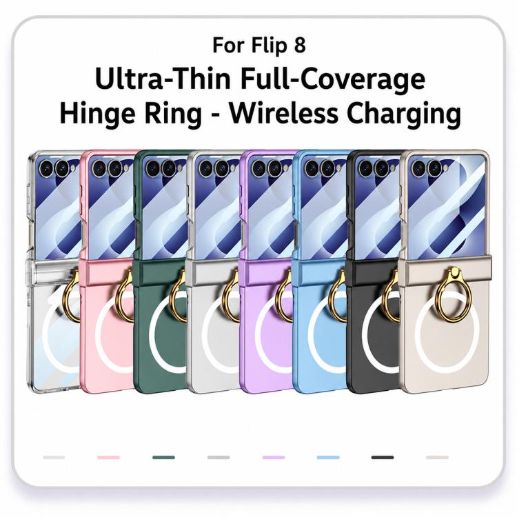 Custodia magnetica per telefono GKK con cerniera ultra sottile integrata e copertura completa, con anello., For Galaxy Z Flip8 5G