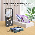 Custodia magnetica per telefono GKK con cerniera ultra sottile integrata e copertura completa, con anello., For Galaxy Z Flip8 5G