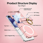 Custodia magnetica per telefono GKK con cerniera ultra sottile integrata e copertura completa, con anello., For Galaxy Z Flip8 5G