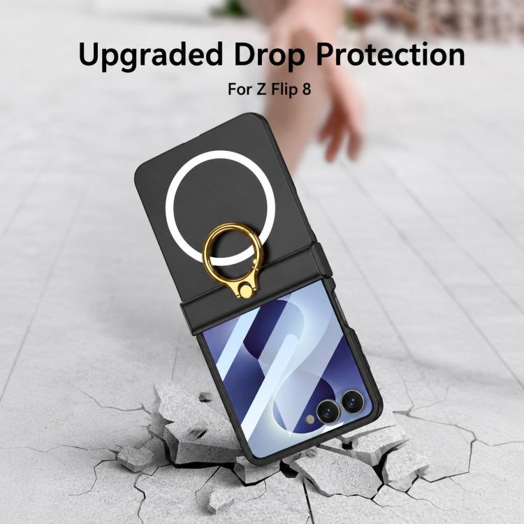 Custodia magnetica per telefono GKK con cerniera ultra sottile integrata e copertura completa, con anello., For Galaxy Z Flip8 5G